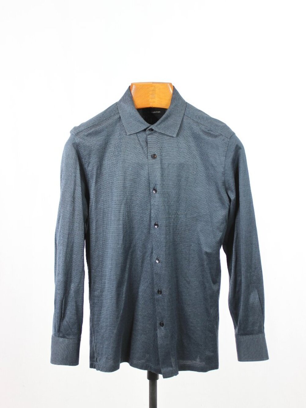 ZEGNA Navy Blue 100% Cotton Knit Jersey Slim Fit Button Down Polo Shirt, Size S